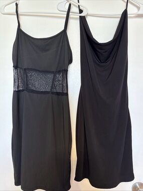 Black Mesh-Panel Mini Slip Dress with Cowl Back lot of 2